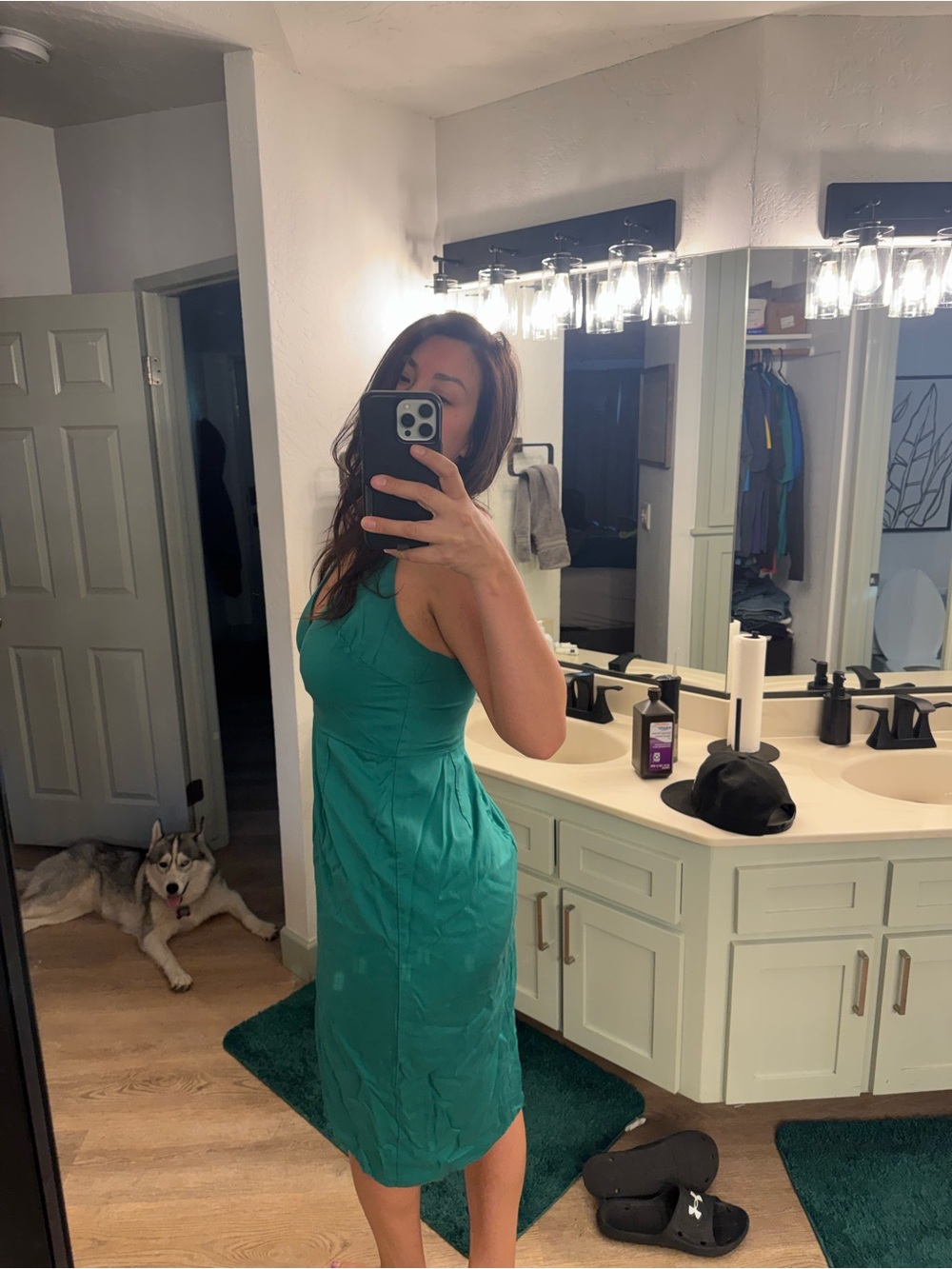 Lovers + Friends Teal Green Sleeveless Midi Dress